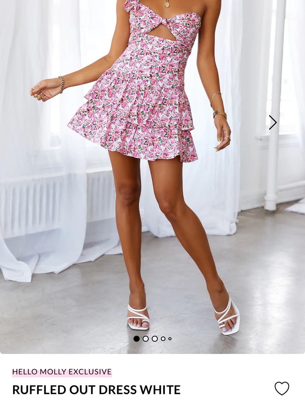 Hello Molly Pink & White Floral Ruffled Skater Skirt